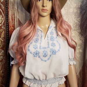 Vintage embroidered crop blouse